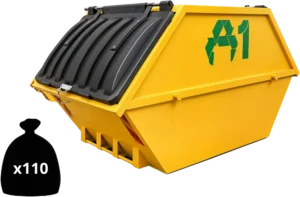 12 yard enclosed skip: around 110 bin bags